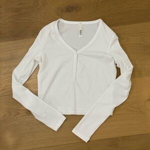 SKIMS White Buttoned Long Sleeve Top